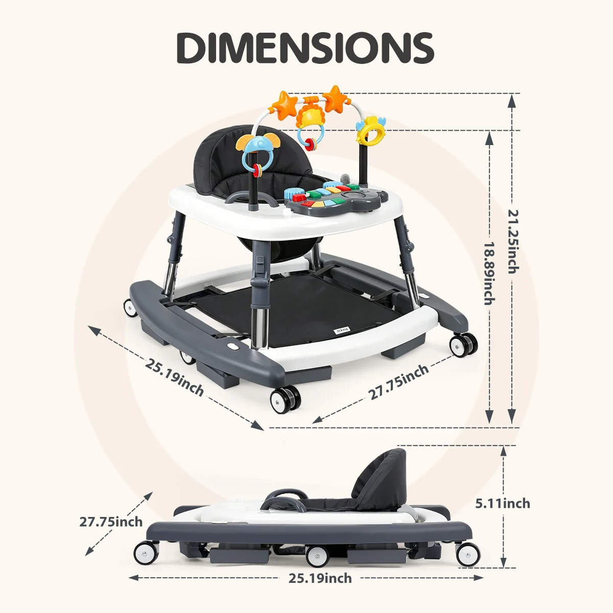 Baby Walker Adjustable Height Walker - Image 8