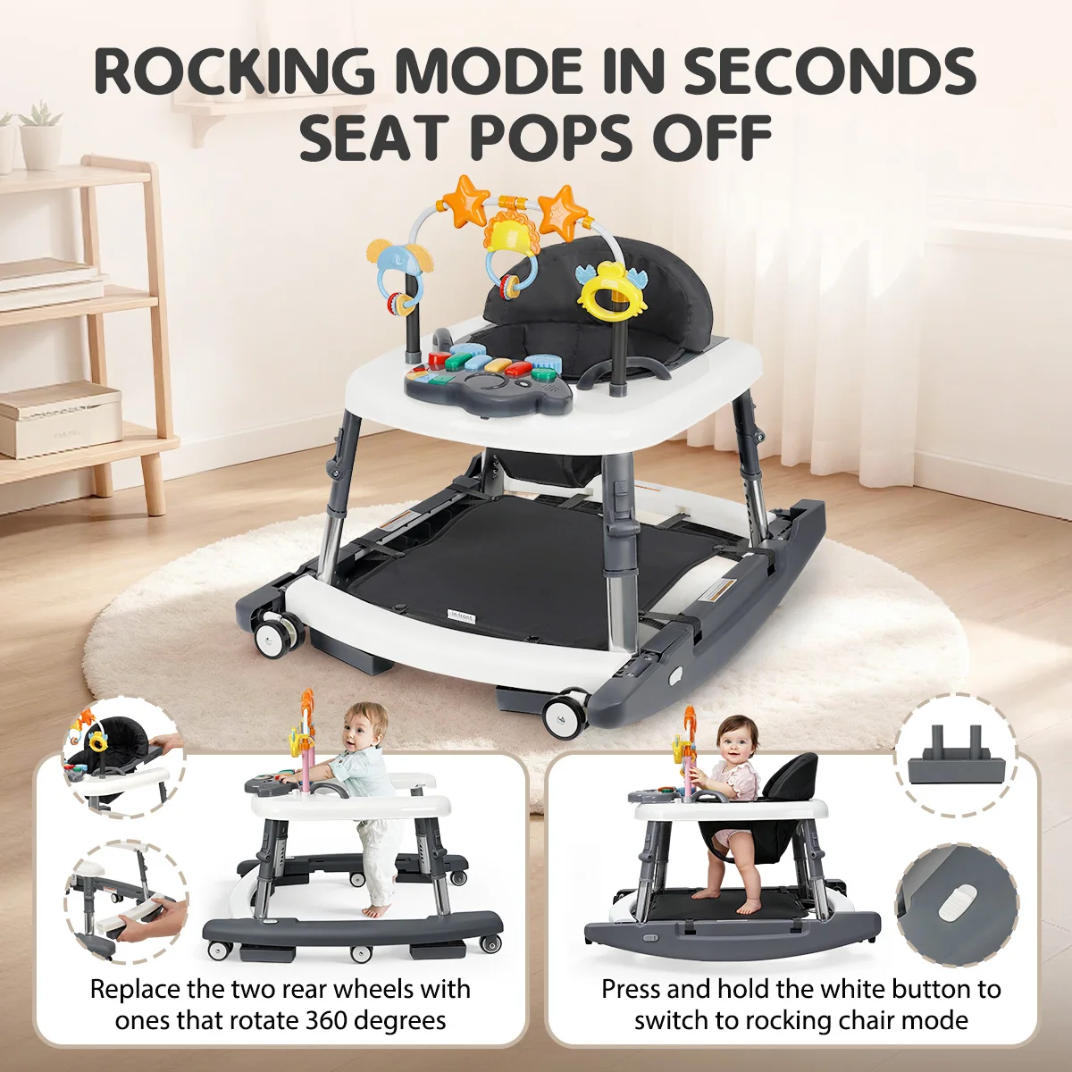 Baby Walker Adjustable Height Walker - Image 3