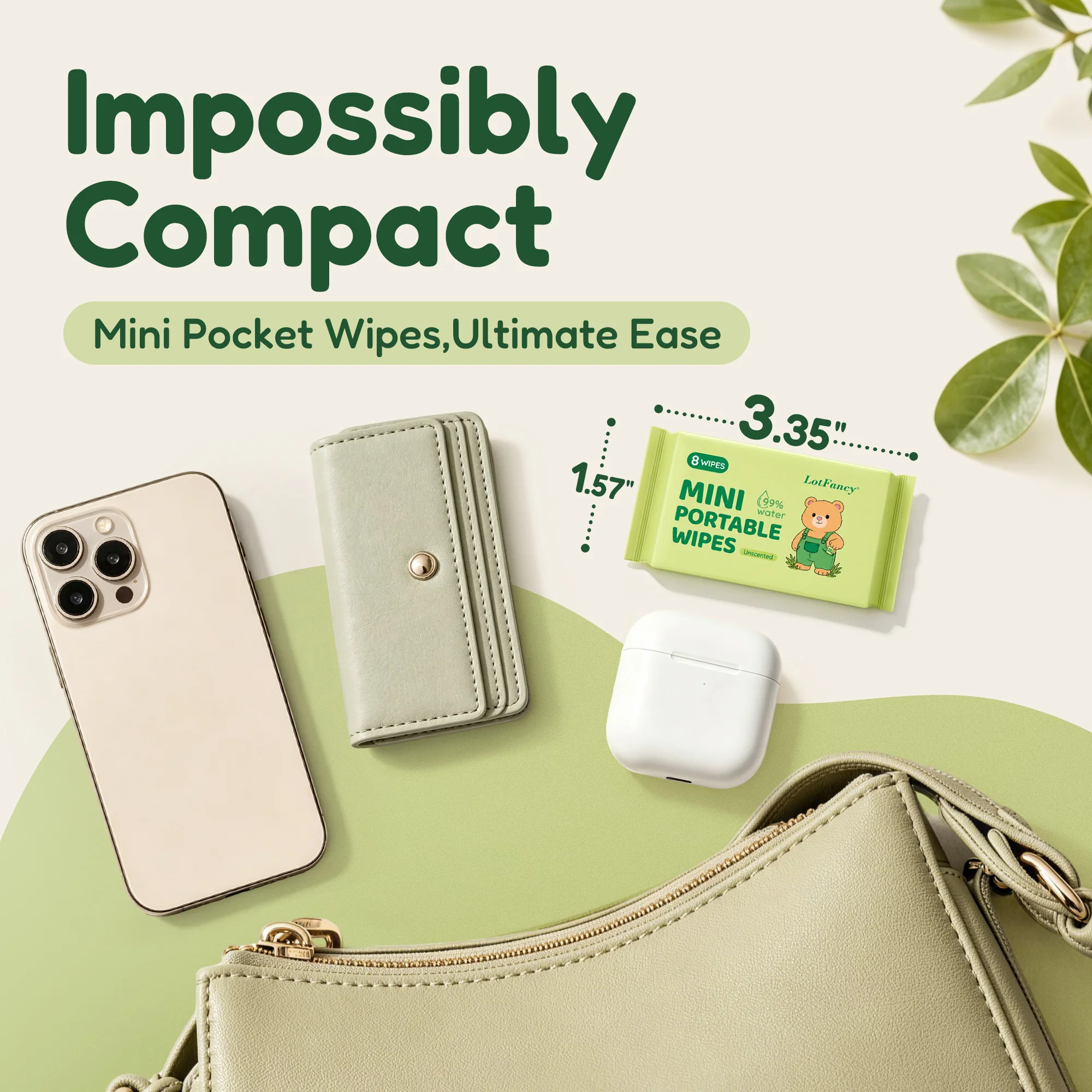 Pack Of 8/Bag Mini Flushable Wet Wipes - Image 2