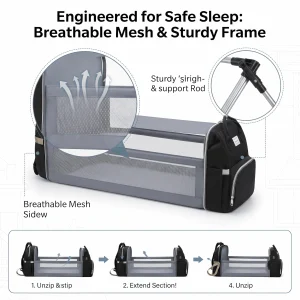 Multifunctional Travel Diaper Bag Backpack - Thumbnail Image 4