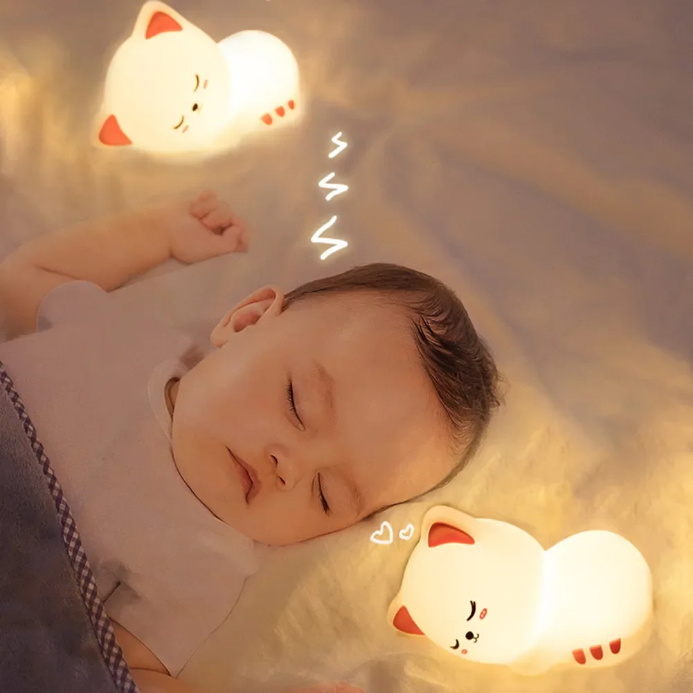 Cute Rechargeable Silicone LED Cat Night Light - Image 8