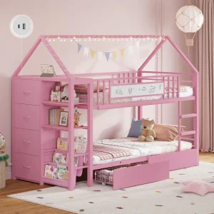 Twin Bunk Bed or Kids with 6 Storage spaces
