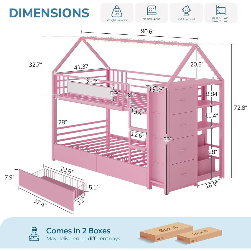 Twin Bunk Bed or Kids with 6 Storage spaces - Image 2