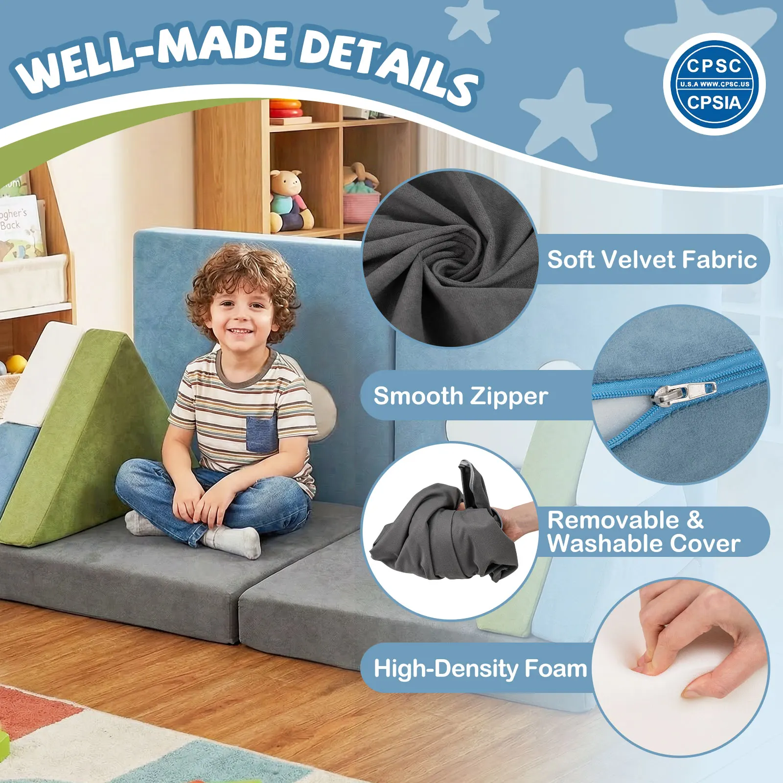 12 PCS Modular Kids Play Couch - Image 4