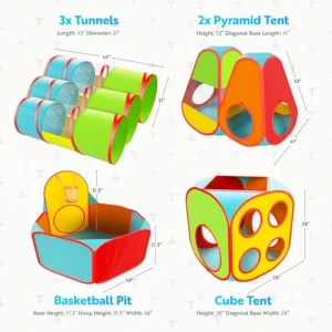 7pc Play Tent with 1 Big Ball Pit for Babies - Thumbnail Image 3