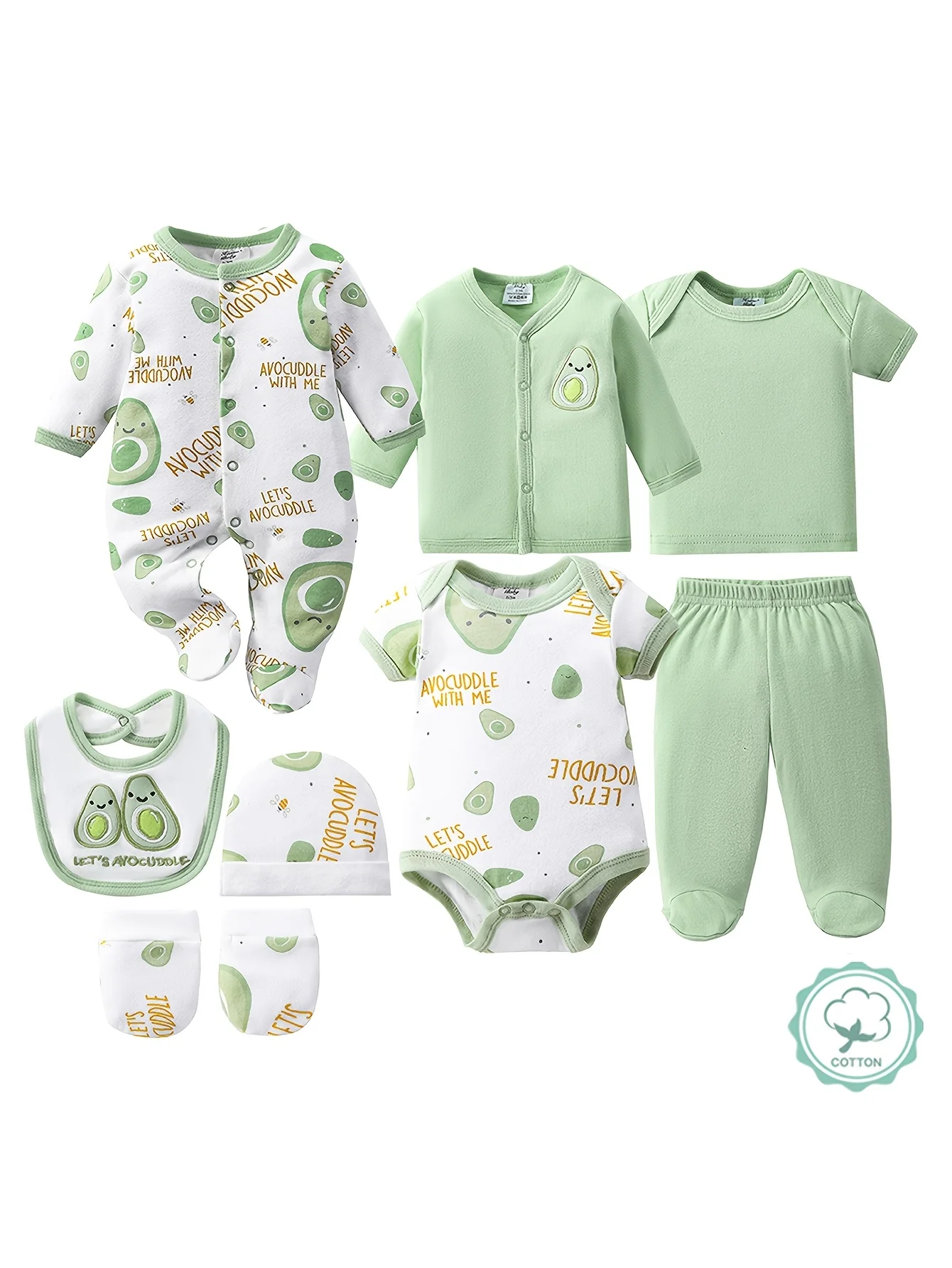 8pcs Newborn Baby Set, 100% Cotton - Image 1