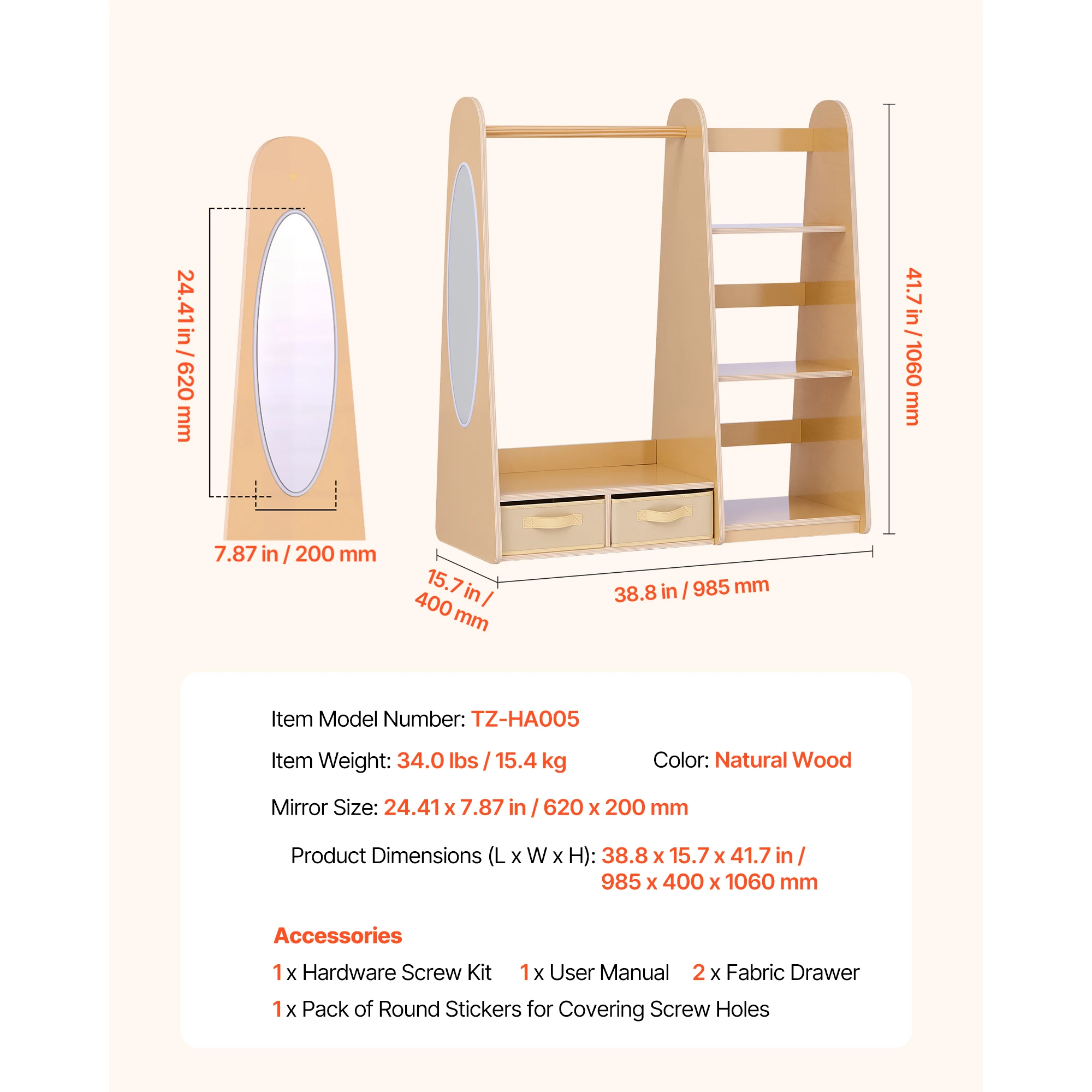 SucceBuy Kids Wooden Dress Up Storage - Image 7