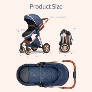 Luxury Travel Pram 3 in 1Baby Stroller - Thumbnail Image 5