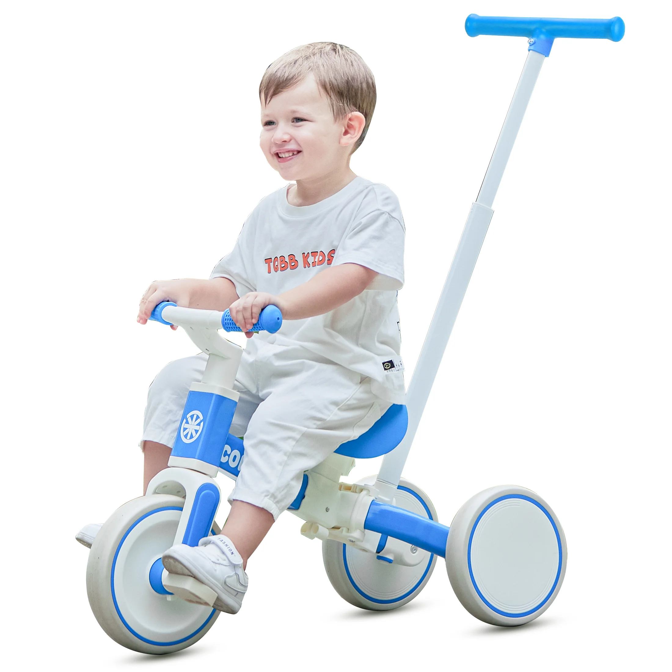 Pink 3 in 1 Kids Tricycle with Push Handle - Image 1