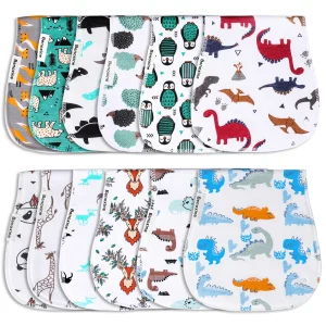 Benoxine 12-Pack 2-in-1 Baby-Boys&Girls Burp Cloths