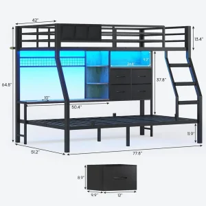 BTHST Bunk Bed Twin Over Twin with Storage - Thumbnail Image 2