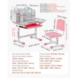 SucceBuy Kids Study Chair and Desk - Thumbnail Image 9
