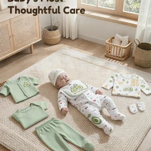 8pcs Newborn Baby Set, 100% Cotton - Thumbnail Image 3
