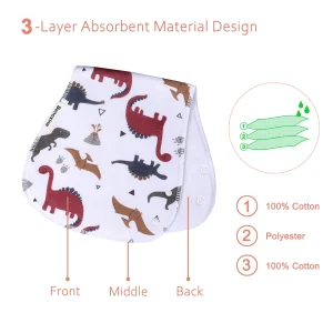 Benoxine 12-Pack 2-in-1 Baby-Boys&Girls Burp Cloths - Thumbnail Image 2