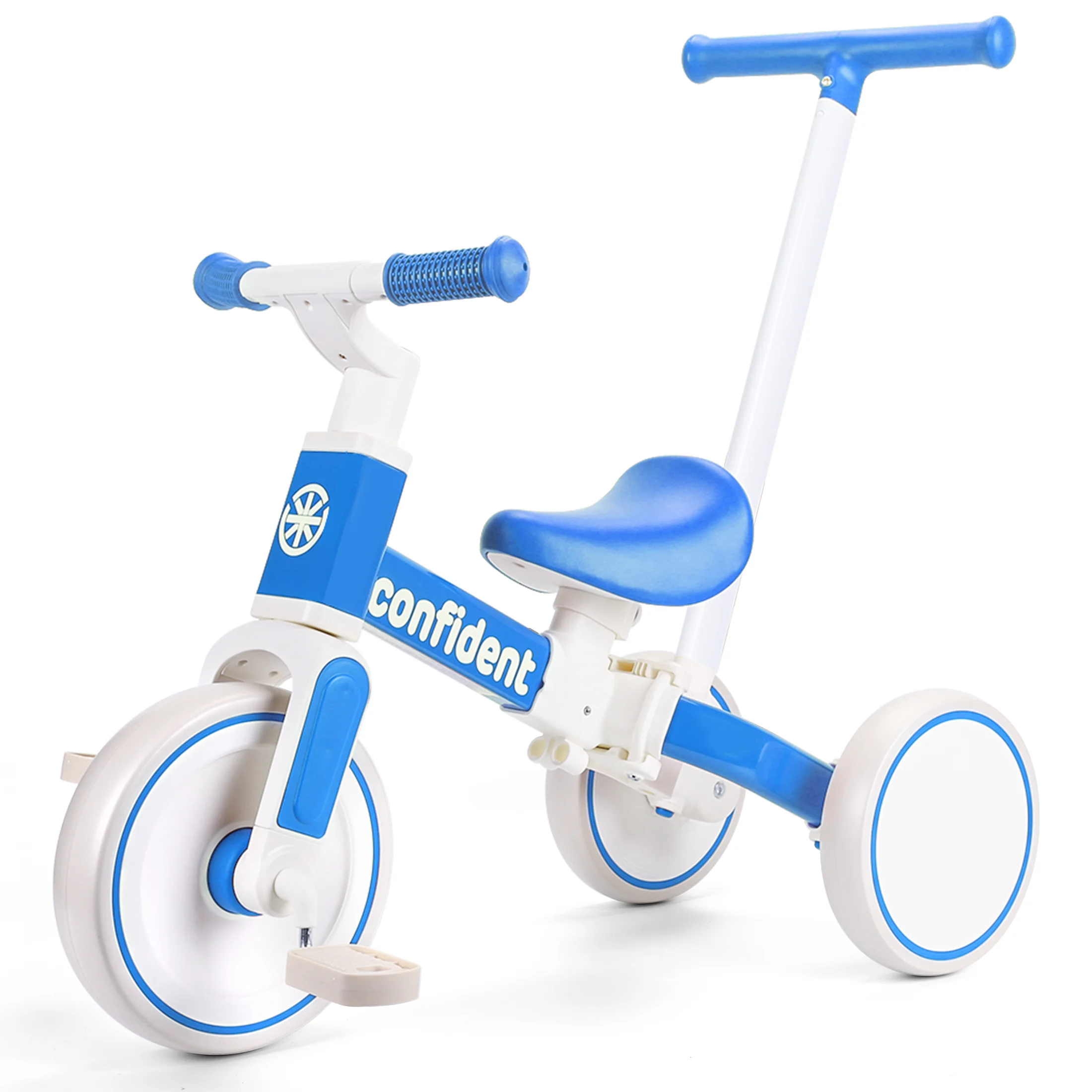 Pink 3 in 1 Kids Tricycle with Push Handle - Image 3