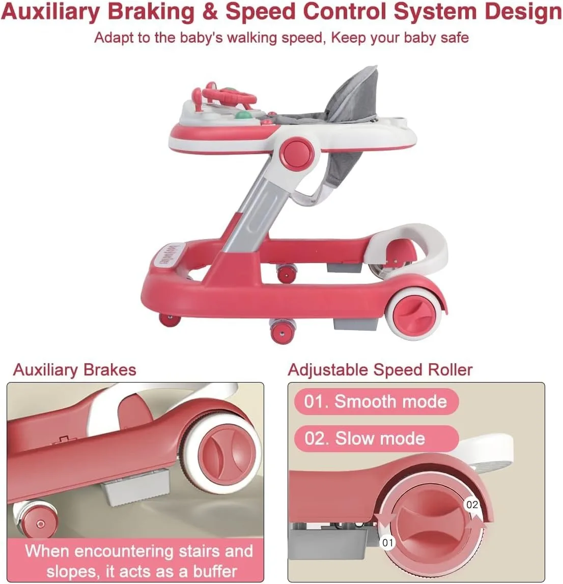 2 in 1 Baby Walker, Toddler Baby Push Walker - Image 7