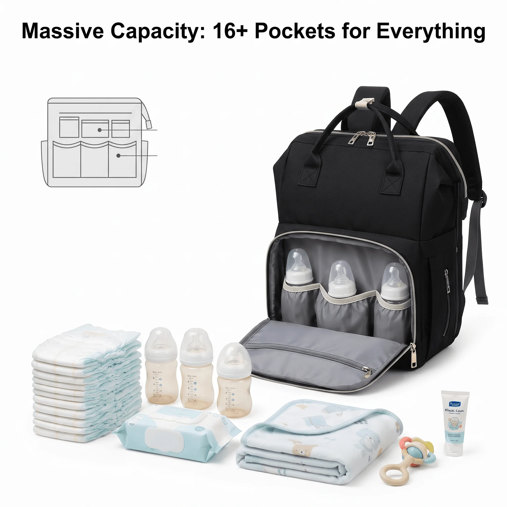 Multifunctional Travel Diaper Bag Backpack - Image 3