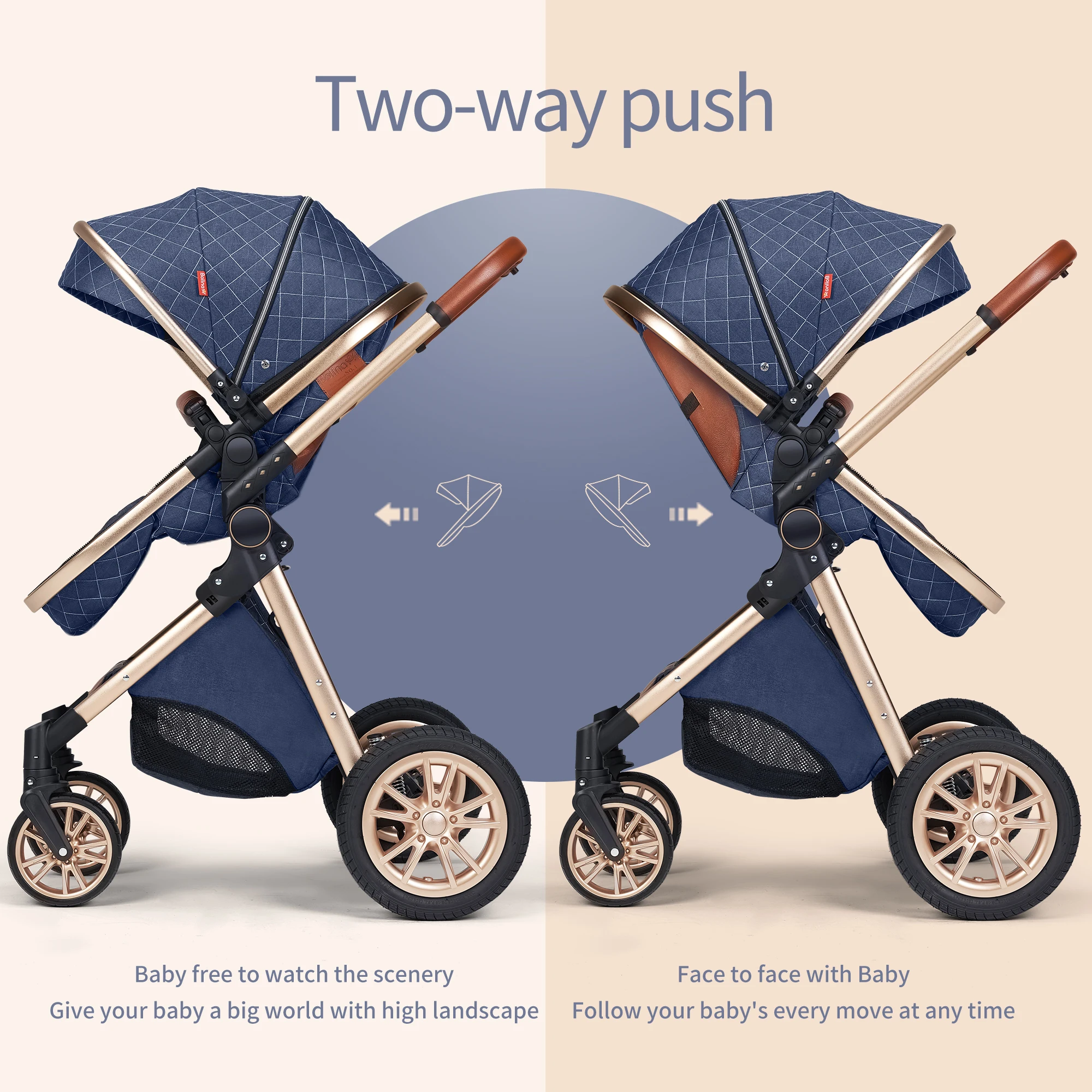 Luxury Travel Pram 3 in 1Baby Stroller - Image 3