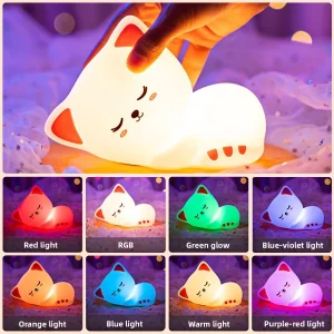 Cute Rechargeable Silicone LED Cat Night Light