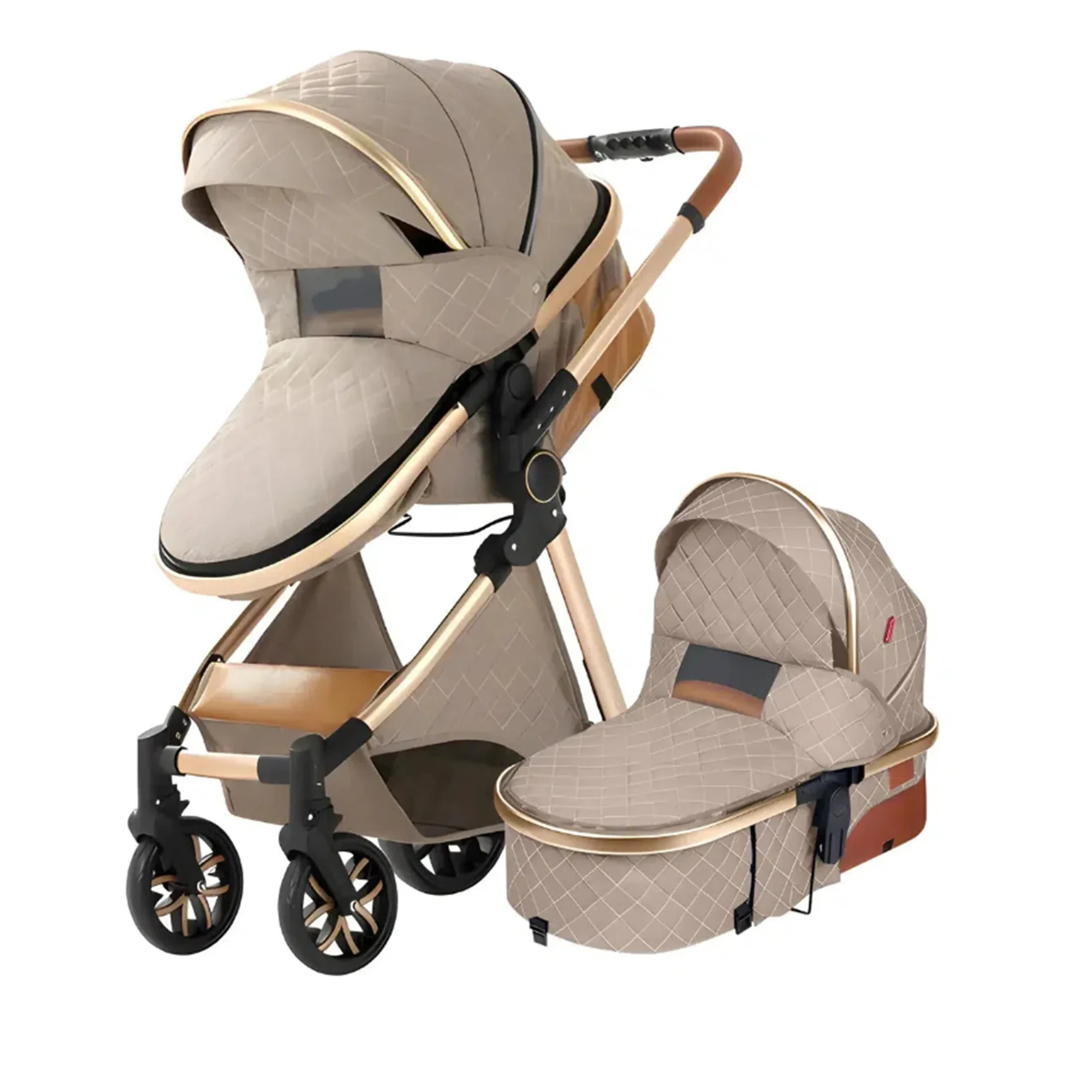 Luxury Travel Pram 3 in 1Baby Stroller - Image 7