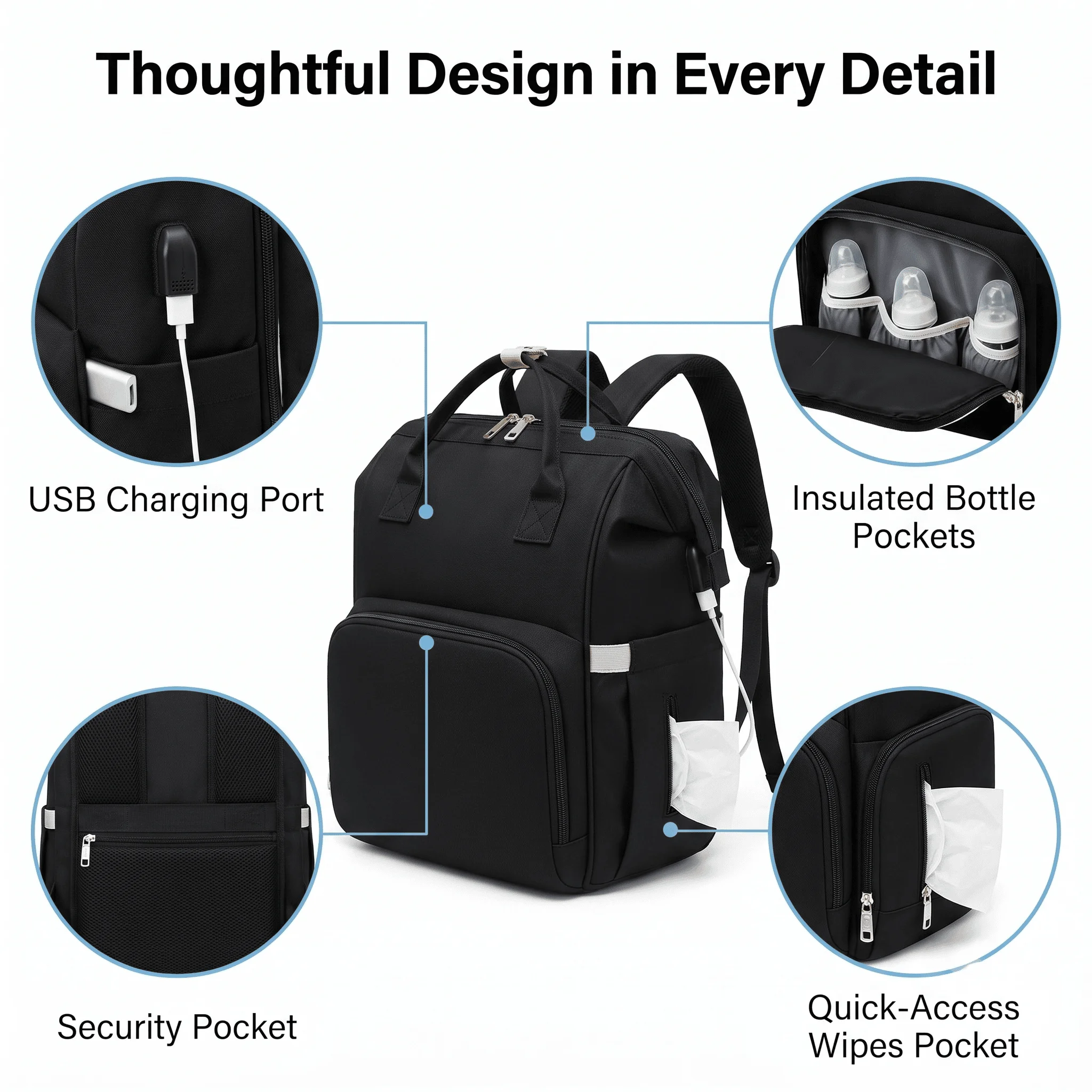 Multifunctional Travel Diaper Bag Backpack - Image 2