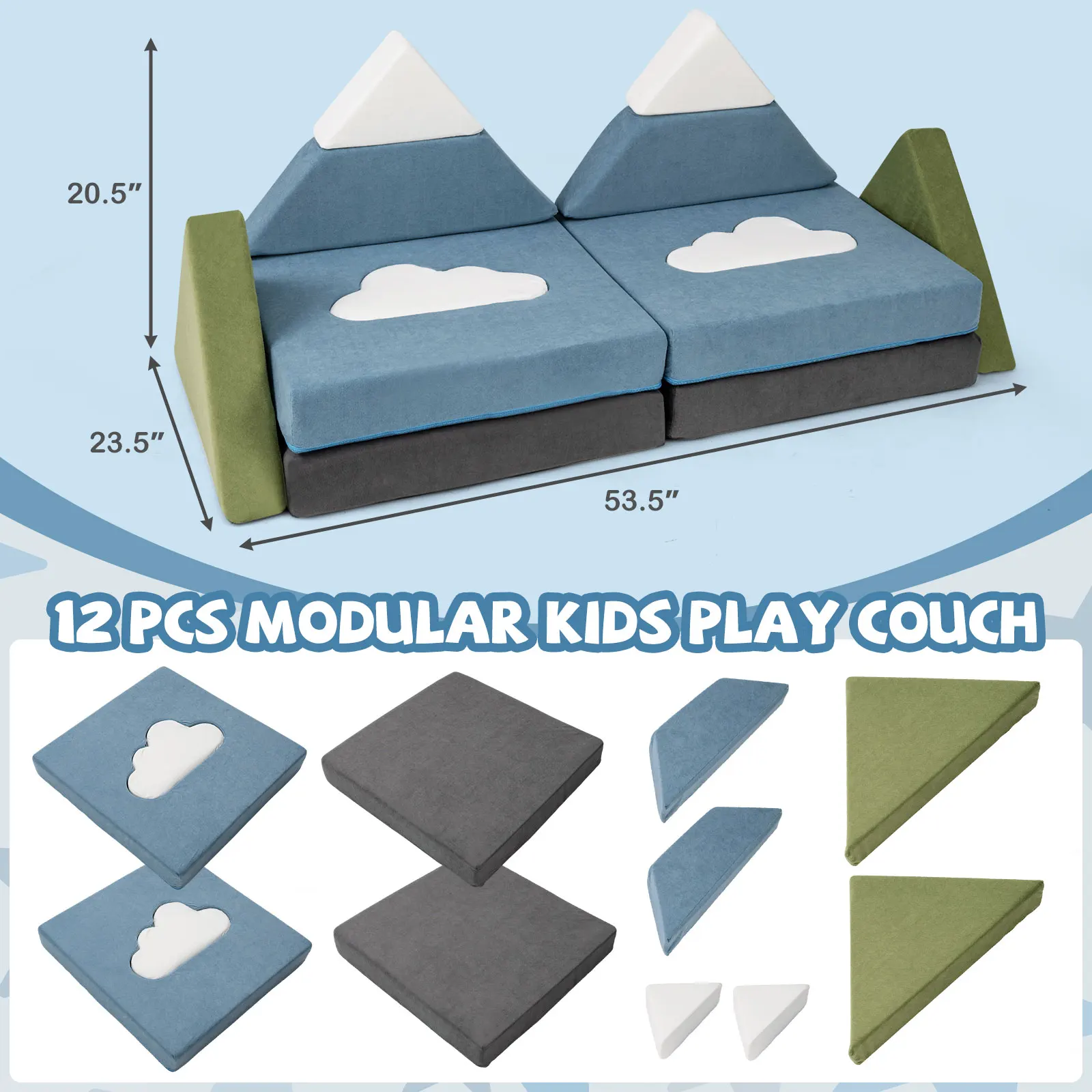 12 PCS Modular Kids Play Couch - Image 6