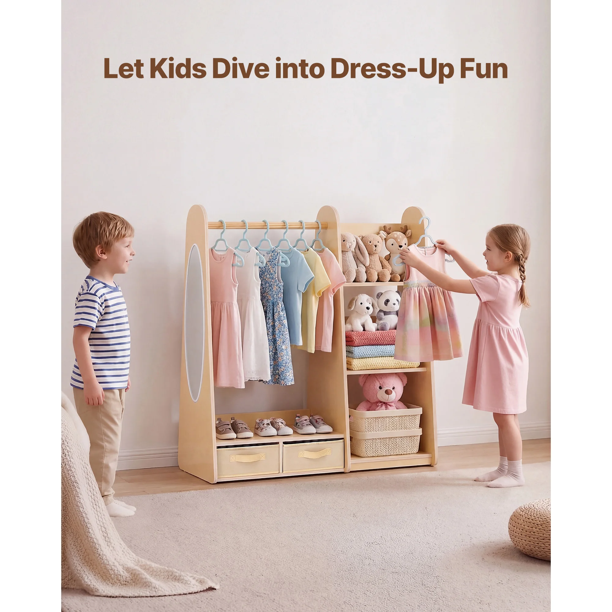 SucceBuy Kids Wooden Dress Up Storage - Image 2