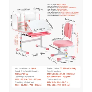 SucceBuy Kids Study Chair and Desk - Thumbnail Image 10