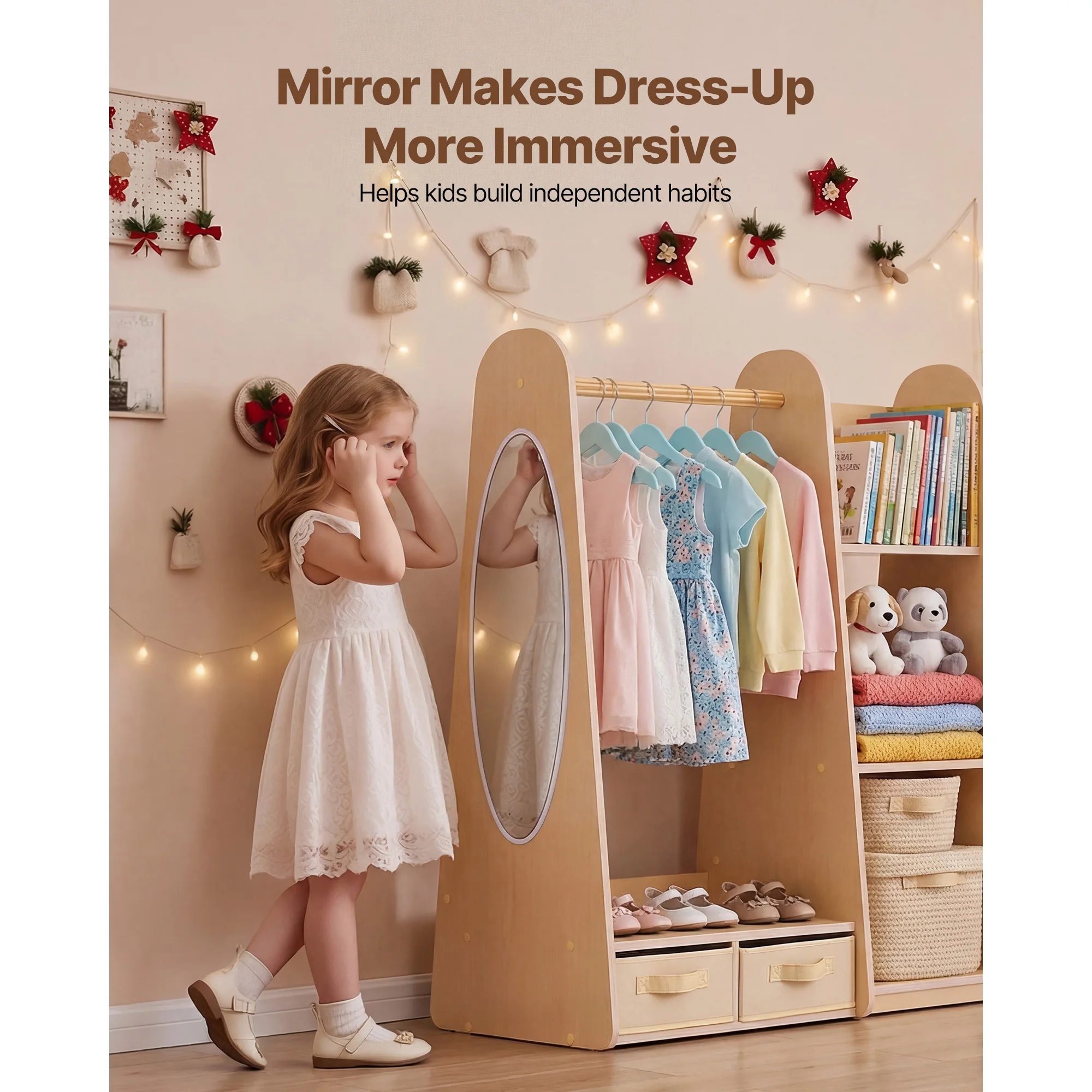 SucceBuy Kids Wooden Dress Up Storage - Image 5
