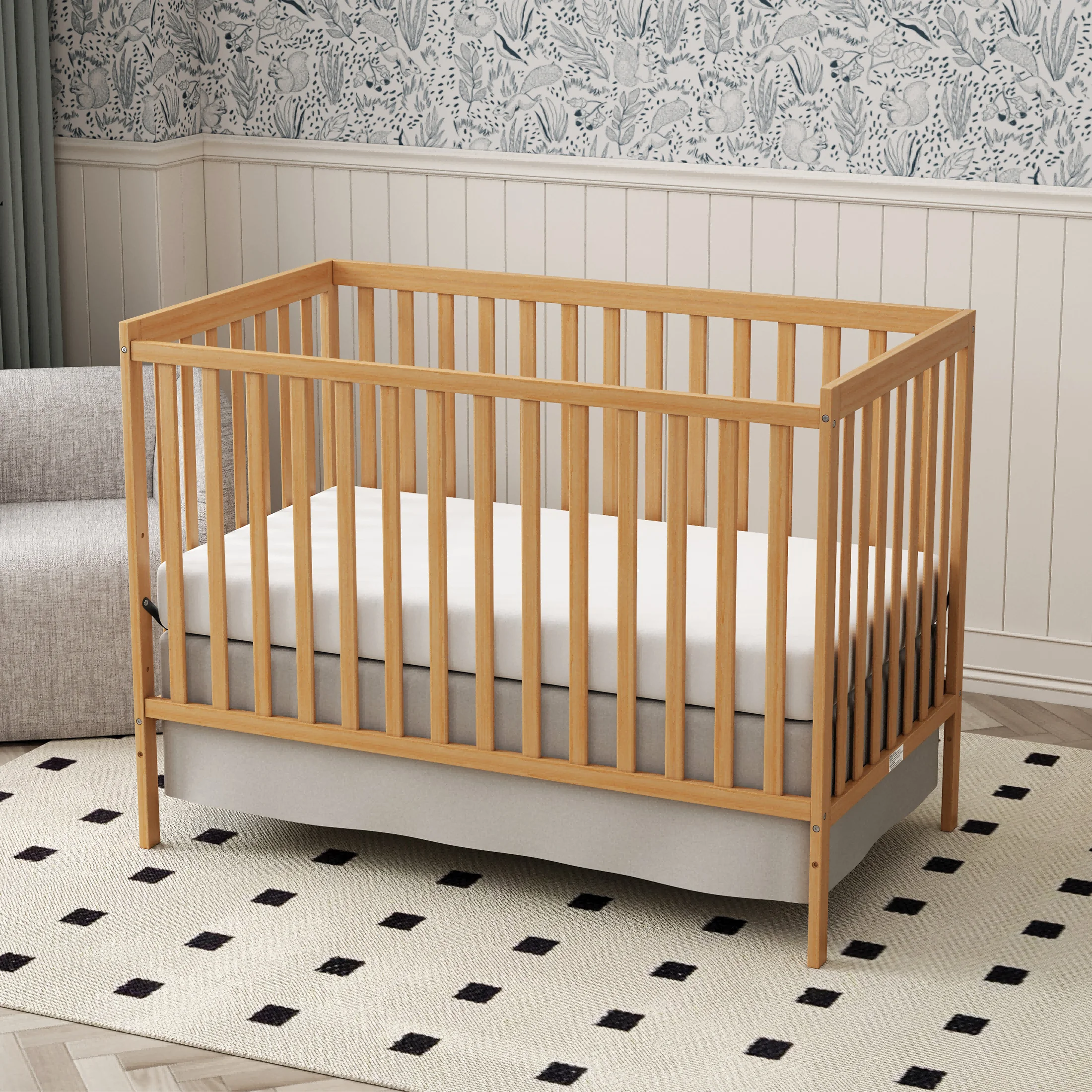 5-in-1 Convertible Baby Crib, Wooden Nursery Crib - Image 8