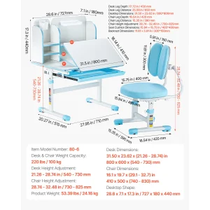 SucceBuy Kids Study Chair and Desk - Thumbnail Image 8